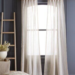 QUINCE 48x96 European Linen Sheer Curtain Set of 2 Flax Retail $90 5⭐'s (Q25)
